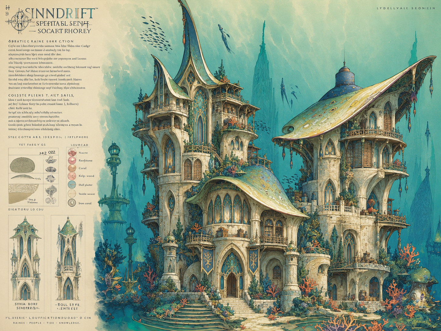 A pearl-lit estate in the undersea realm of Léoneth.